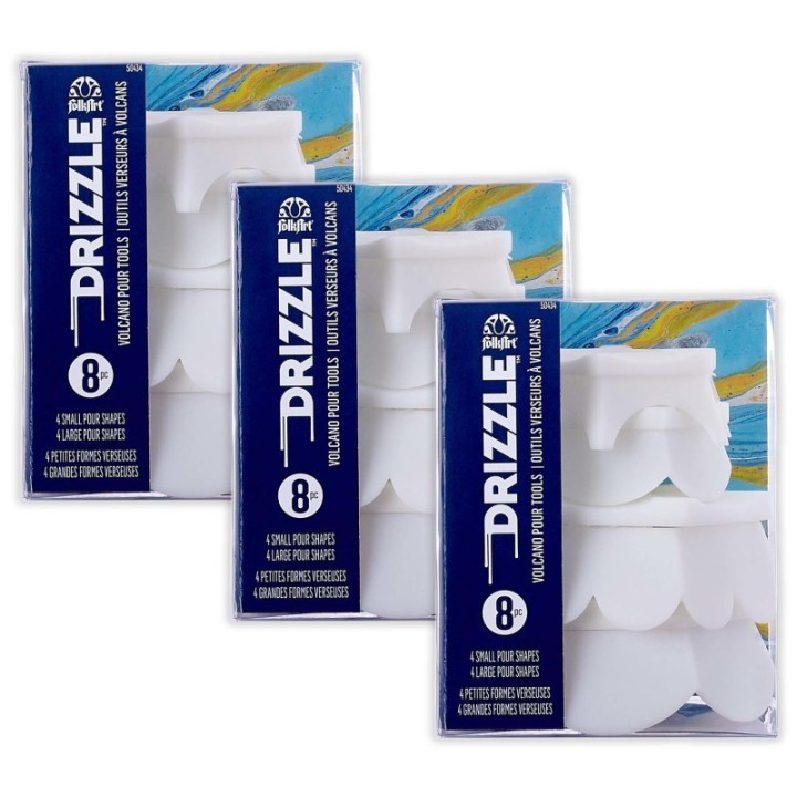 FolkArt Drizzle Volcano Pour Tool Set, 8 Pieces Per Set, 3 Sets