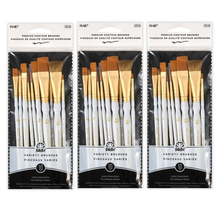 FolkArt Artist Variety Brush Set, 10 Per Set, 3 Sets