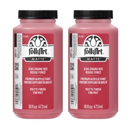 FolkArt Acrylic Paint Matte, 16oz., Engine Red, Pack of 2