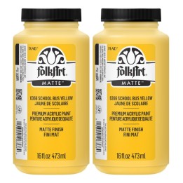 FolkArt Acrylic Paint Matte, 16oz., School Bus Yellow, Pack of 2