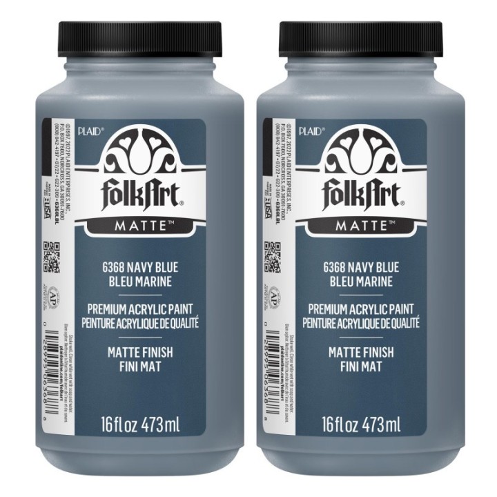 FolkArt Acrylic Paint Matte, 16oz., Navy Blue, Pack of 2