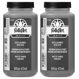 FolkArt Acrylic Paint Matte, 16oz., Licorice, Pack of 2