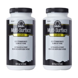 FolkArt Acrylic Paint Multi-Surface Satin, 16oz., Titanium White, Pack of 2