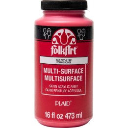 FolkArt Acrylic Paint Multi-Surface Satin, 16oz., Apple Red