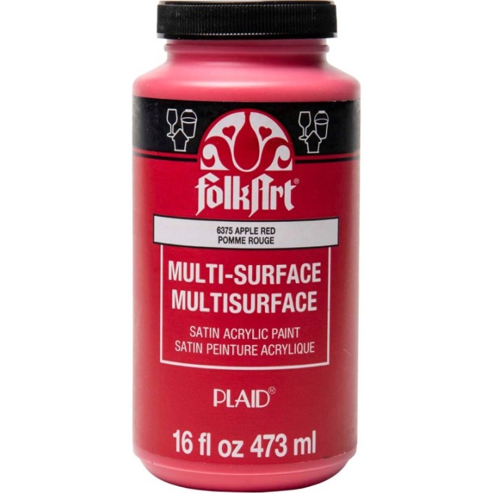 FolkArt Acrylic Paint Multi-Surface Satin, 16oz., Apple Red