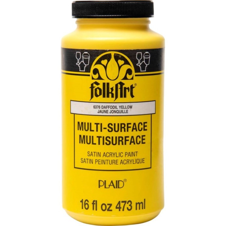 FolkArt Acrylic Paint Multi-Surface Satin, 16oz., Daffodil Yellow