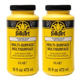 FolkArt Acrylic Paint Multi-Surface Satin, 16oz., Daffodil Yellow, Pack of 2