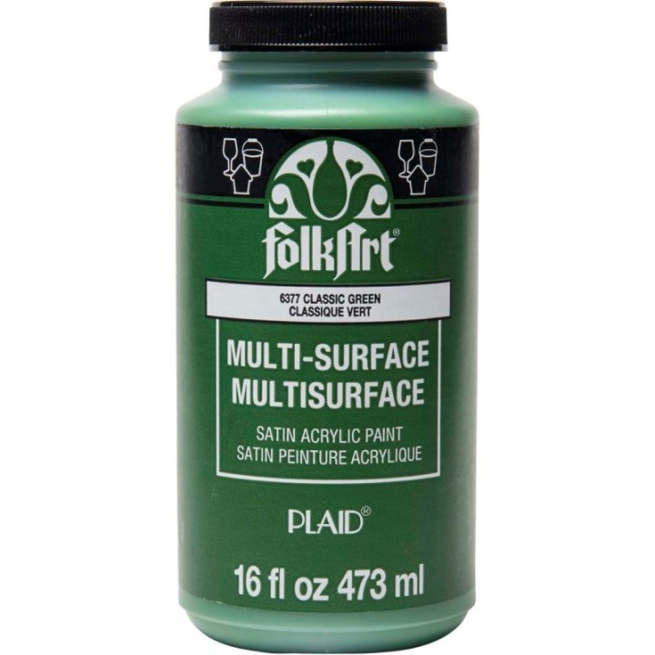 FolkArt Acrylic Paint Multi-Surface Satin, 16oz., Classic Green
