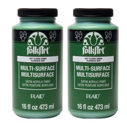 FolkArt Acrylic Paint Multi-Surface Satin, 16oz., Classic Green, Pack of 2