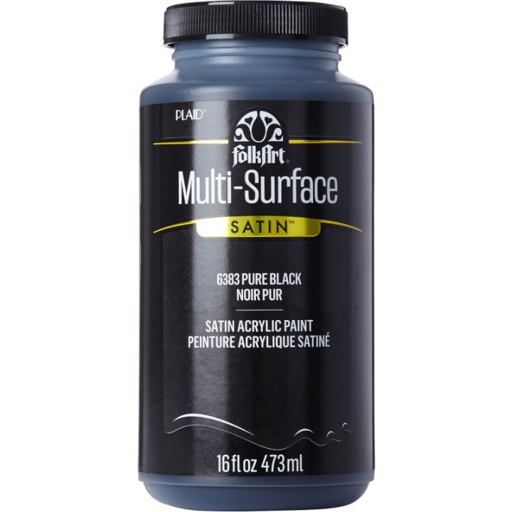 FolkArt Acrylic Paint Multi-Surface Satin, 16oz., Pure Black