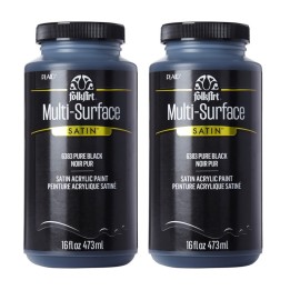 FolkArt Acrylic Paint Multi-Surface Satin, 16oz., Pure Black, Pack of 2