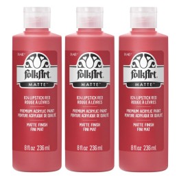 FolkArt Acrylic Paint Matte, 8oz., Lipstick Red, Pack of 3