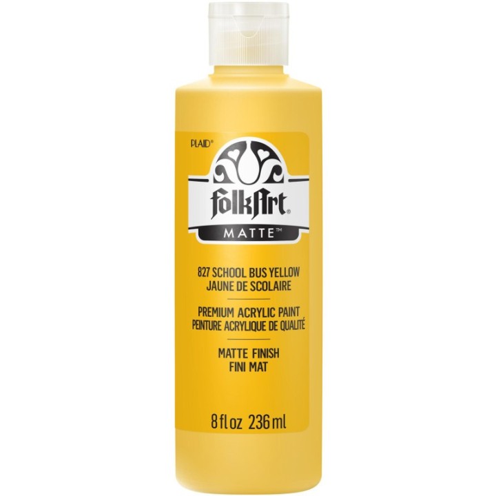 FolkArt Acrylic Paint Matte, 8oz., School Bus Yellow