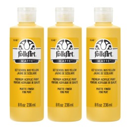 FolkArt Acrylic Paint Matte, 8oz., School Bus Yellow, Pack of 3