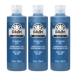 FolkArt Acrylic Paint Matte, 8oz., True Blue, Pack of 3