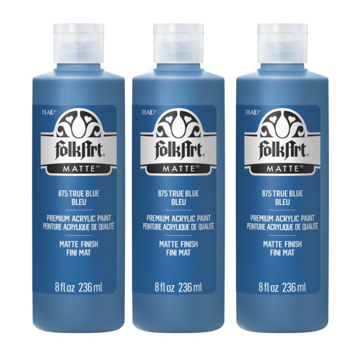 FolkArt Acrylic Paint Matte, 8oz., True Blue, Pack of 3