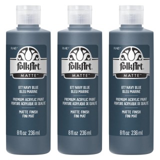 FolkArt Acrylic Paint Matte, 8oz., Navy Blue, Pack of 3