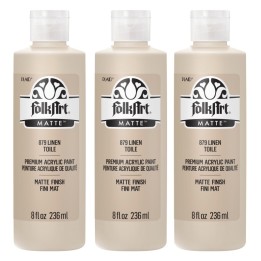 FolkArt Acrylic Paint Matte, 8oz., Linen, Pack of 3