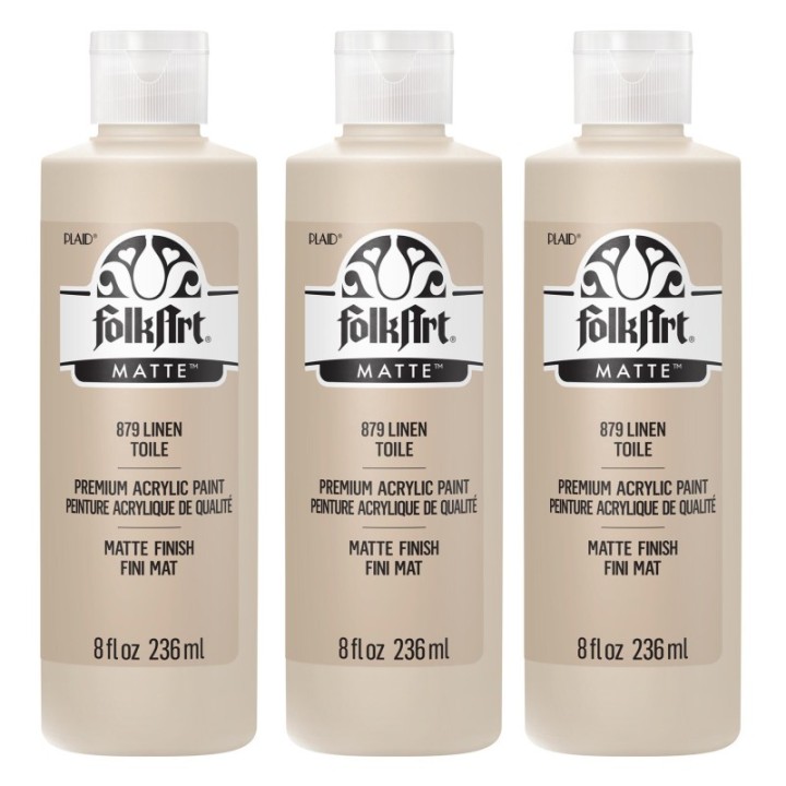 FolkArt Acrylic Paint Matte, 8oz., Linen, Pack of 3