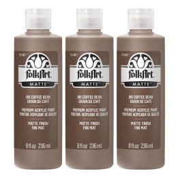 FolkArt Acrylic Paint Matte, 8oz., Coffee Bean, Pack of 3