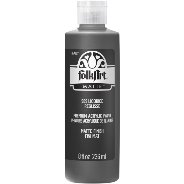 FolkArt Acrylic Paint Matte, 8oz., Licorice