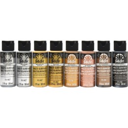 FolkArt Multi-Surface Acrylic Paint Set, 2oz., Metallics, 8-Piece Set