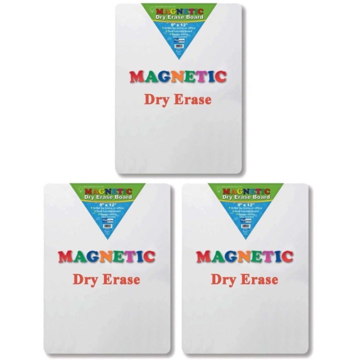 Flipside Products Magnetic Dry Erase Board, 9" x 12", Pack of 3