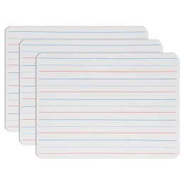 Flipside Products Two-Sided Magnetic Dry Erase Board, Red & Blue Ruled/Blank, 9" x 12", Pack of 3