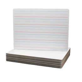 Flipside Products Two-Sided (Red & Blue Ruled/Blank) Dry Erase Board, 9" x 12", Pack of 12
