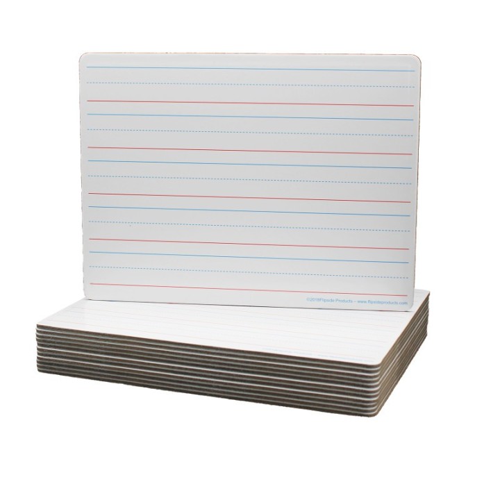 Flipside Products Two-Sided (Red & Blue Ruled/Blank) Dry Erase Board, 9" x 12", Pack of 12