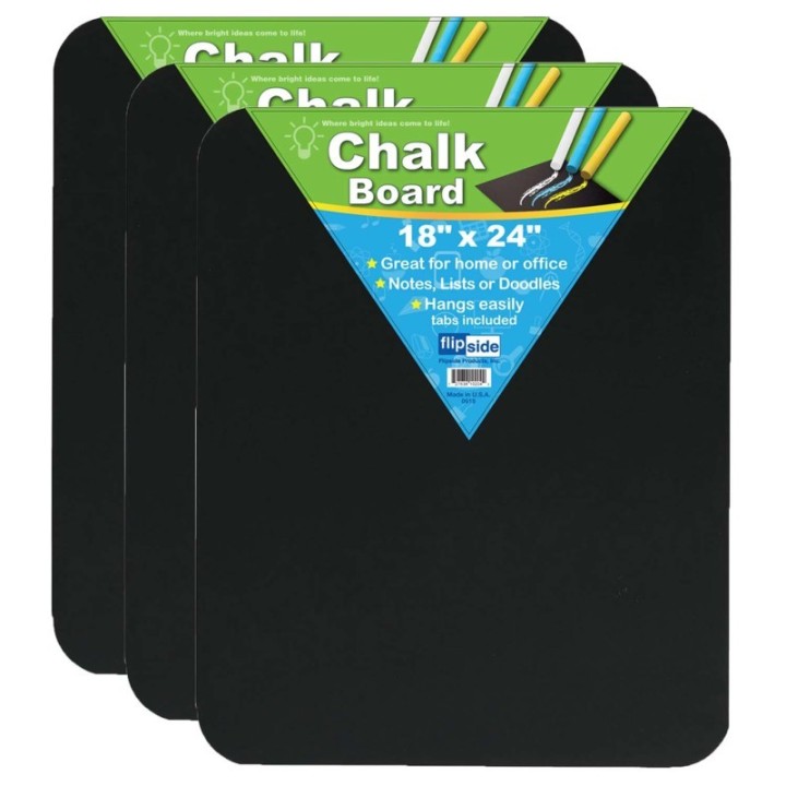 Flipside Products Chalk Board, Black, 18" x 24", Pack of 3