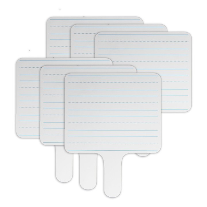 Flipside Products Two-Sided Rectangular Dry Erase Writing Paddle, Lined/Blank, 7.75" x 10", Pack of 6