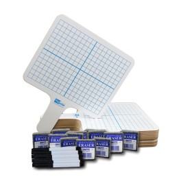 Flipside Products Two-Sided Rectangular Dry Erase Graphing Paddles, Pens, and Erasers, Class Pack of 12