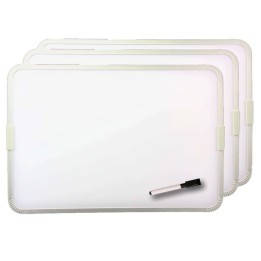 Flipside Products Two-Sided Aluminum Framed, Magnetic Dry Erase Board with Pen, 12" x 17.5", Pack of 3