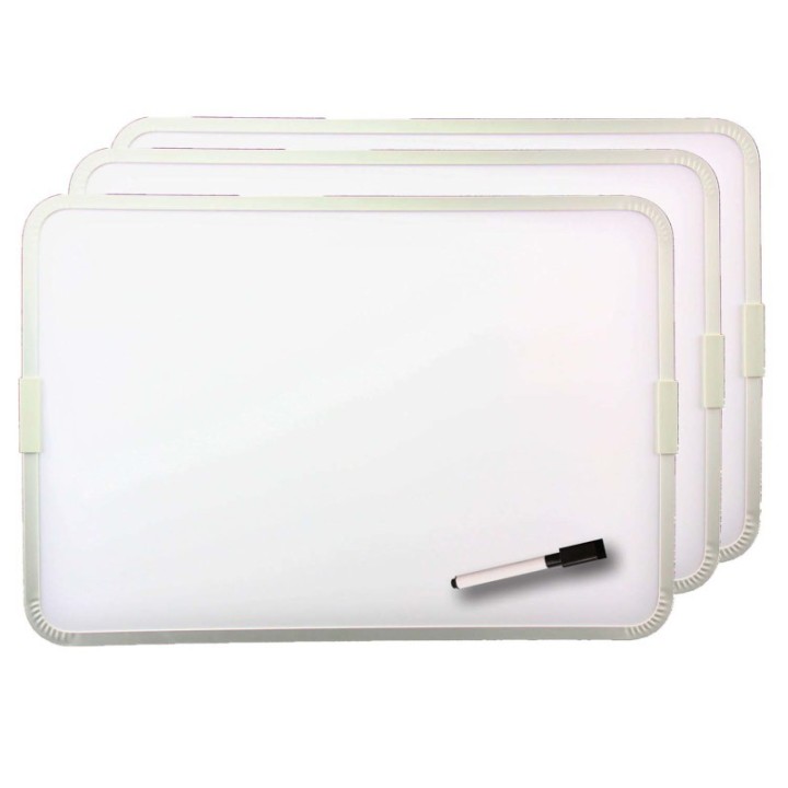 Flipside Products Two-Sided Aluminum Framed, Magnetic Dry Erase Board with Pen, 12" x 17.5", Pack of 3