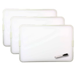 Flipside Products Two-Sided Aluminum Framed, Magnetic Dry Erase Board w/Pen, 9" x 12", Pack of 3
