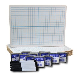 Flipside Products Dry Erase XY Axis/Dry Erase, Two-Sided, Pens & Erasers, 9" x 12", Class Pack of 12