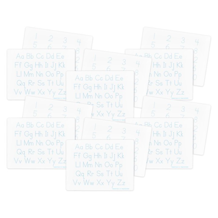 Flipside Products Two-Sided Dry Erase Learning Mat, 9" x 12", Letters & Numbers, Pack of 12