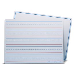 Flipside Products Dry Erase Learning Mat, Two-Sided Red & Blue Ruled/Plain, 9" x 12", Pack of 12