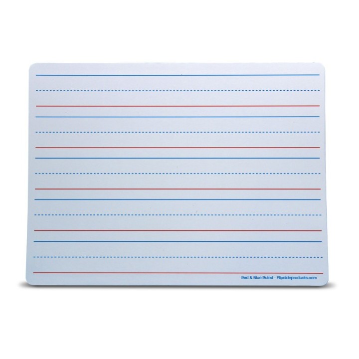 Flipside Products Magnetic Dry Erase Learning Mat, Two-Sided Red & Blue Ruled/Plain, 9" x 12", Pack of 12