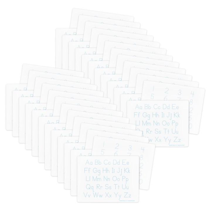 Flipside Products Two-Sided Dry Erase Learning Mat, 9" x 12", Letters & Numbers, Pack of 48