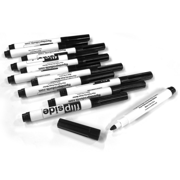 Flipside Products Dry Erase Fine Point Markers, Black, Pack of 12