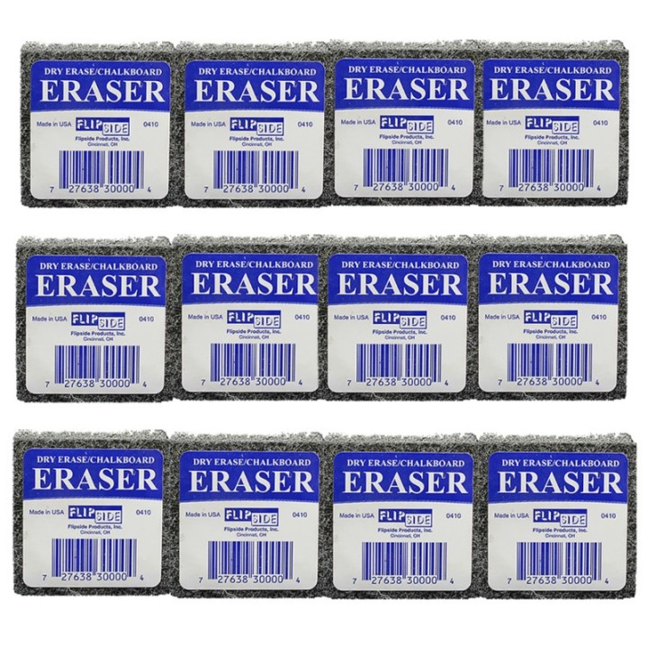 Flipside Products Student Eraser, 2" Width, 2" Length, Pack of 12
