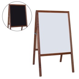 Flipside Products Stained Marquee Easel with White Dry Erase/Black Chalkboard, 42" H x 24" W