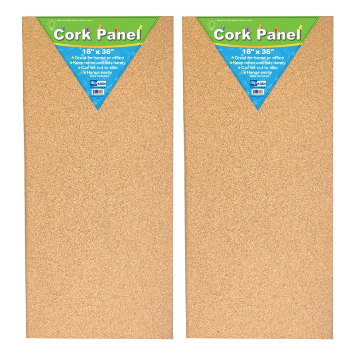 Flipside Products Cork Panel, 16" x 36", Pack of 2
