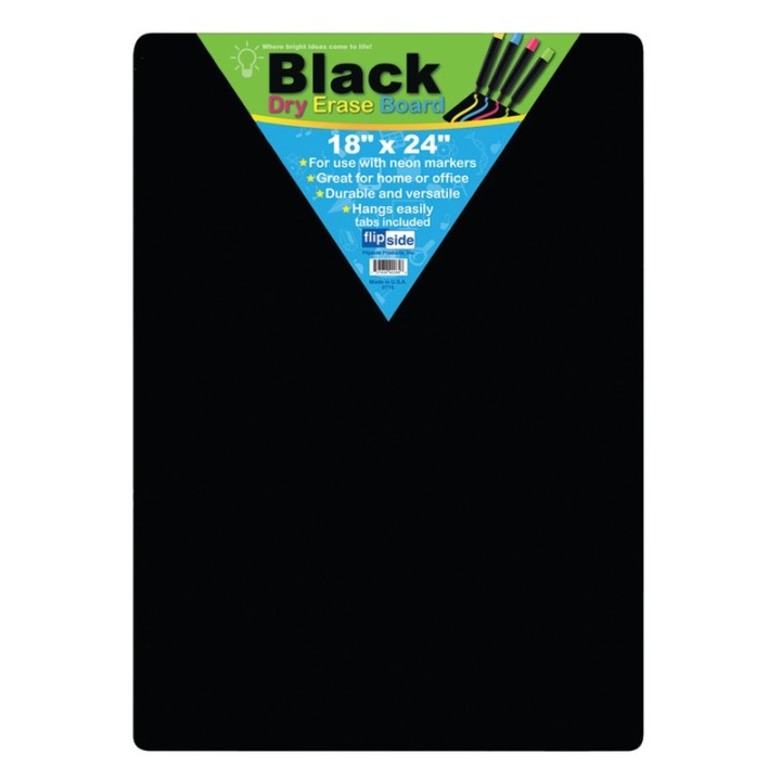 Flipside Products Black Dry Erase Board, 18" x 24"