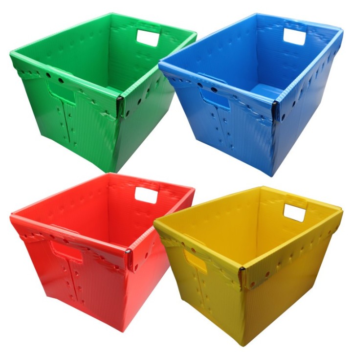 Flipside Products Primary Assorted Plastic Storage Postal Tote - 4 Pack