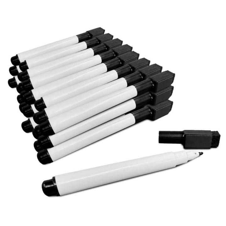 Flipside Products Dry Erase Markers with Magentic Eraser Cap, Black, Pack of 24