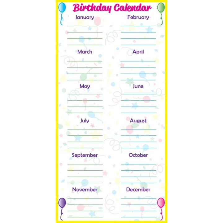 Flipside Products Low-Tac Birthday Calendar Vertical