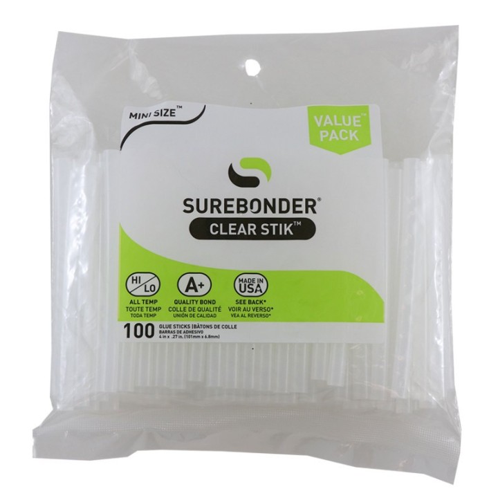 Surebonder® Mini Size 4" Clear Hot Glue Stick, Dual Temperature, Pack of 100